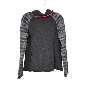 Krimson Klover Gray Cheveron Sleeve Hooded Sweater Women's Medium